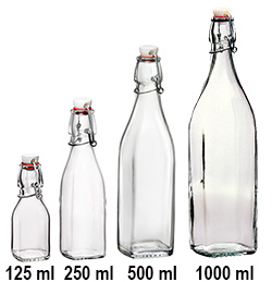 Bormioli Rocco 1 Liter Square Clear Swing Top Bottles | GlasPak.com