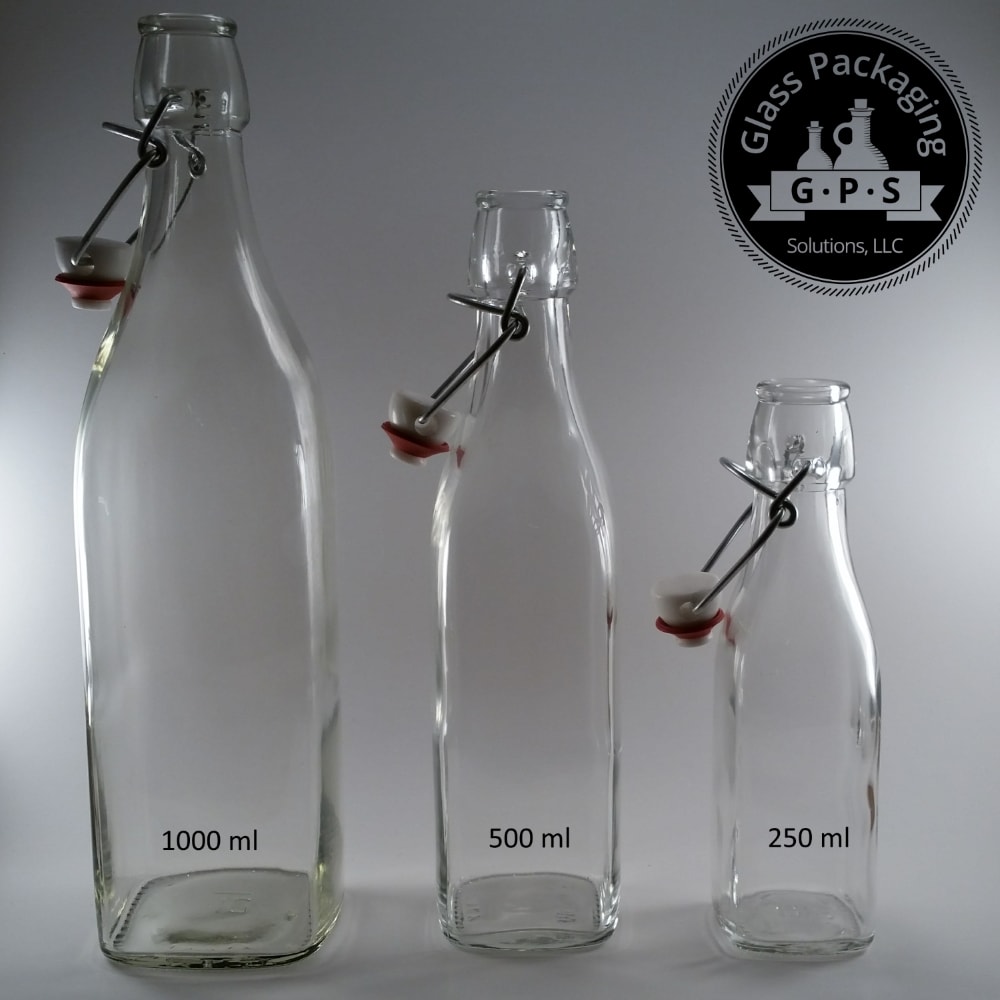 Download Bormioli Rocco 500 ml Square Clear Swing Top Bottles | GlasPak.com